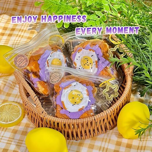 Creative Fried Egg Toast Slow - Rising Stress - Relieving Toy, Handmade, Soft