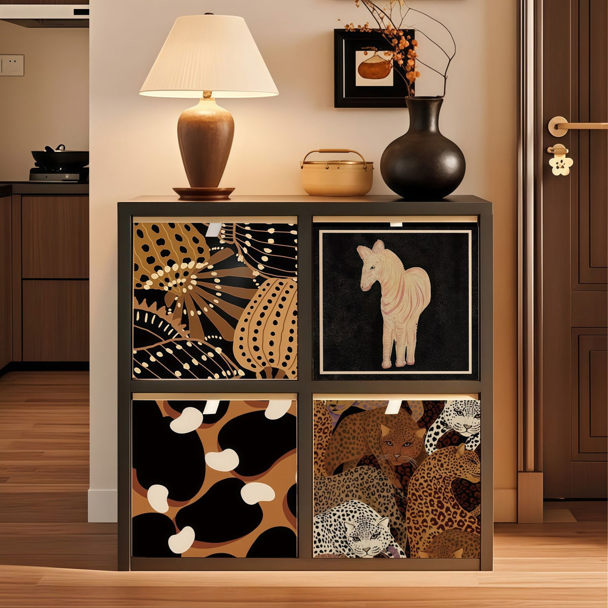 2 Packs Collapsible Storage Bins, Retro Style Foldable Storage Box - Leopard)