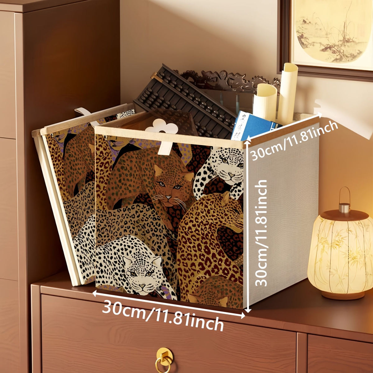 2 Packs Collapsible Storage Bins, Retro Style Foldable Storage Box - Leopard)