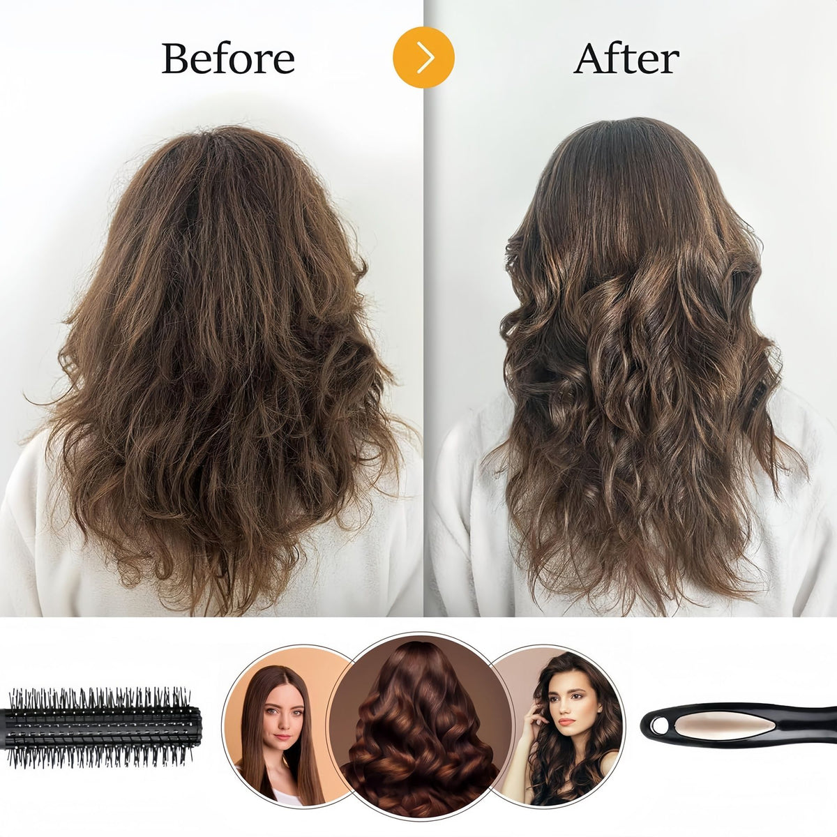 4-piece Hair Care Set with Detangling Hair Brush, Round Brush, Alligator Clips & Spray Bottle - Anti-Static for Wet, Dry, Hair Styling Tools for Women Men