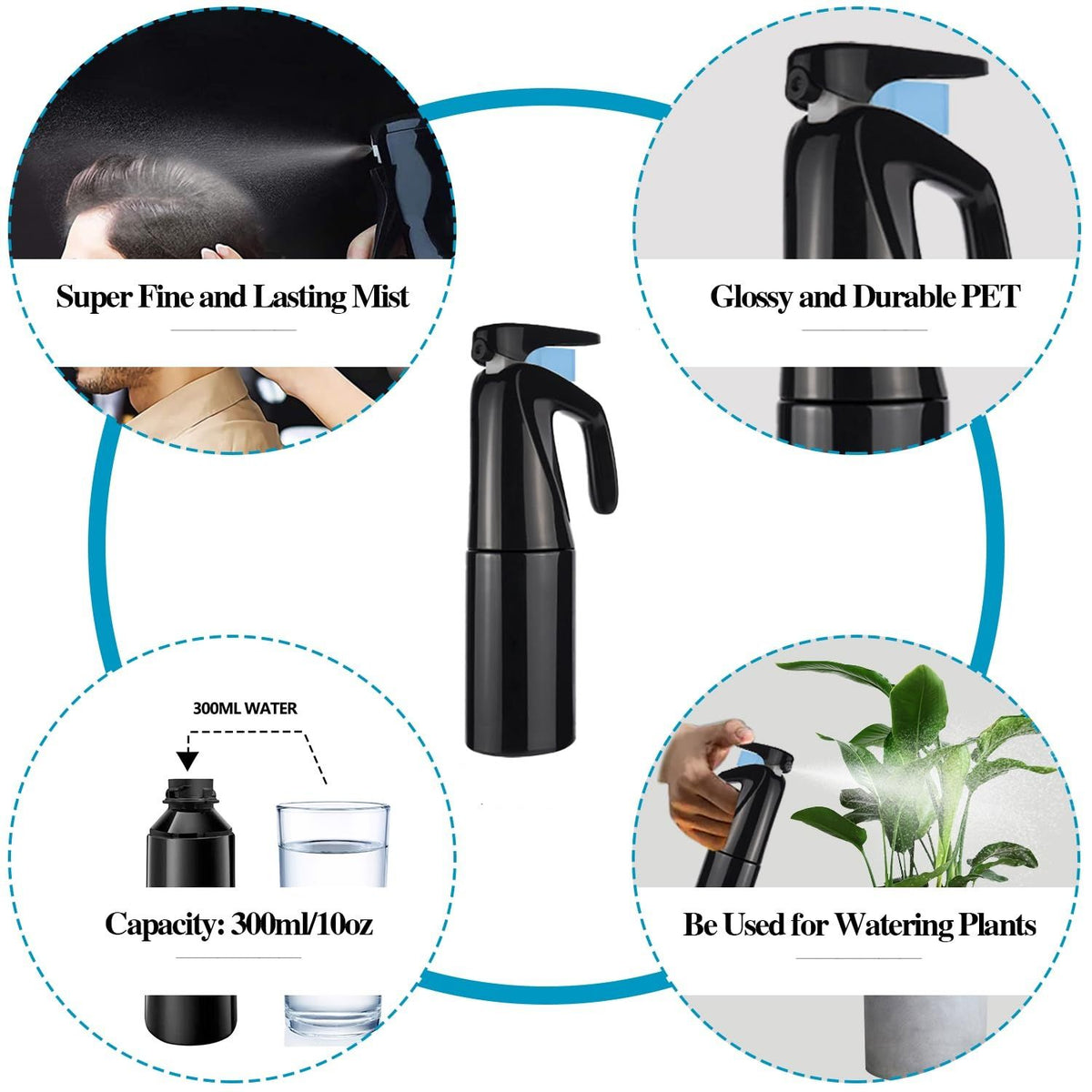 4-piece Hair Care Set with Detangling Hair Brush, Round Brush, Alligator Clips & Spray Bottle - Anti-Static for Wet, Dry, Hair Styling Tools for Women Men
