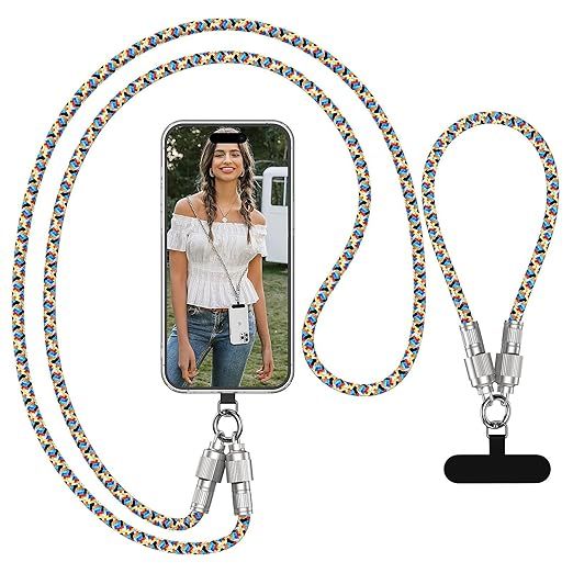 Mobile Phone Lanyard Data Line 2 in 1,PD65W Fast Charging USB-C Data Transfer Cord,Wire Equipped Lock Buckle,Crossbody Phone Wrist Strap Set