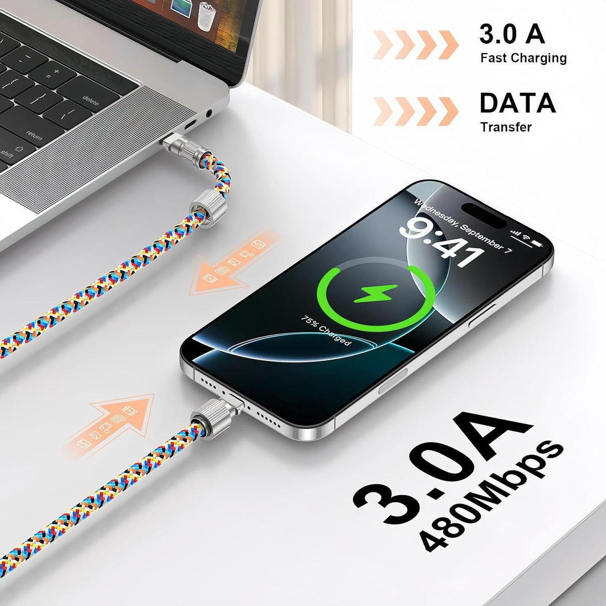 Mobile Phone Lanyard Data Line 2 in 1,PD65W Fast Charging USB-C Data Transfer Cord,Wire Equipped Lock Buckle,Crossbody Phone Wrist Strap Set