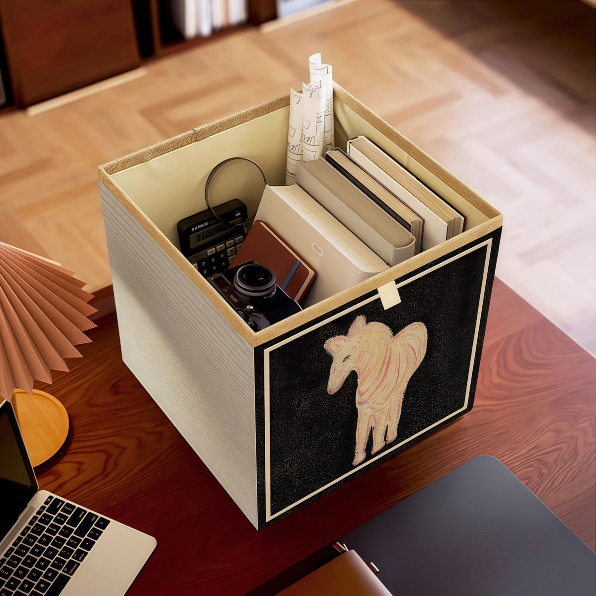 2 Packs Collapsible Storage Bins, Retro Style Foldable Storage Box - Horse)