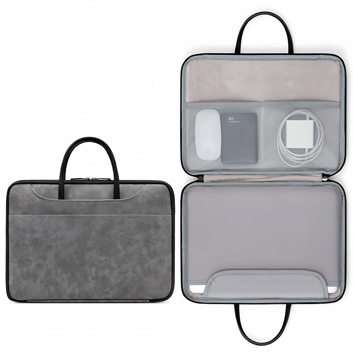 14 Inch PU Leather Laptop Bag, Portable Waterproof Laptop Case, Full Opening and Closing Sleeve Handbag, Briefcase for MacBook Air, Ipad, Business Travel