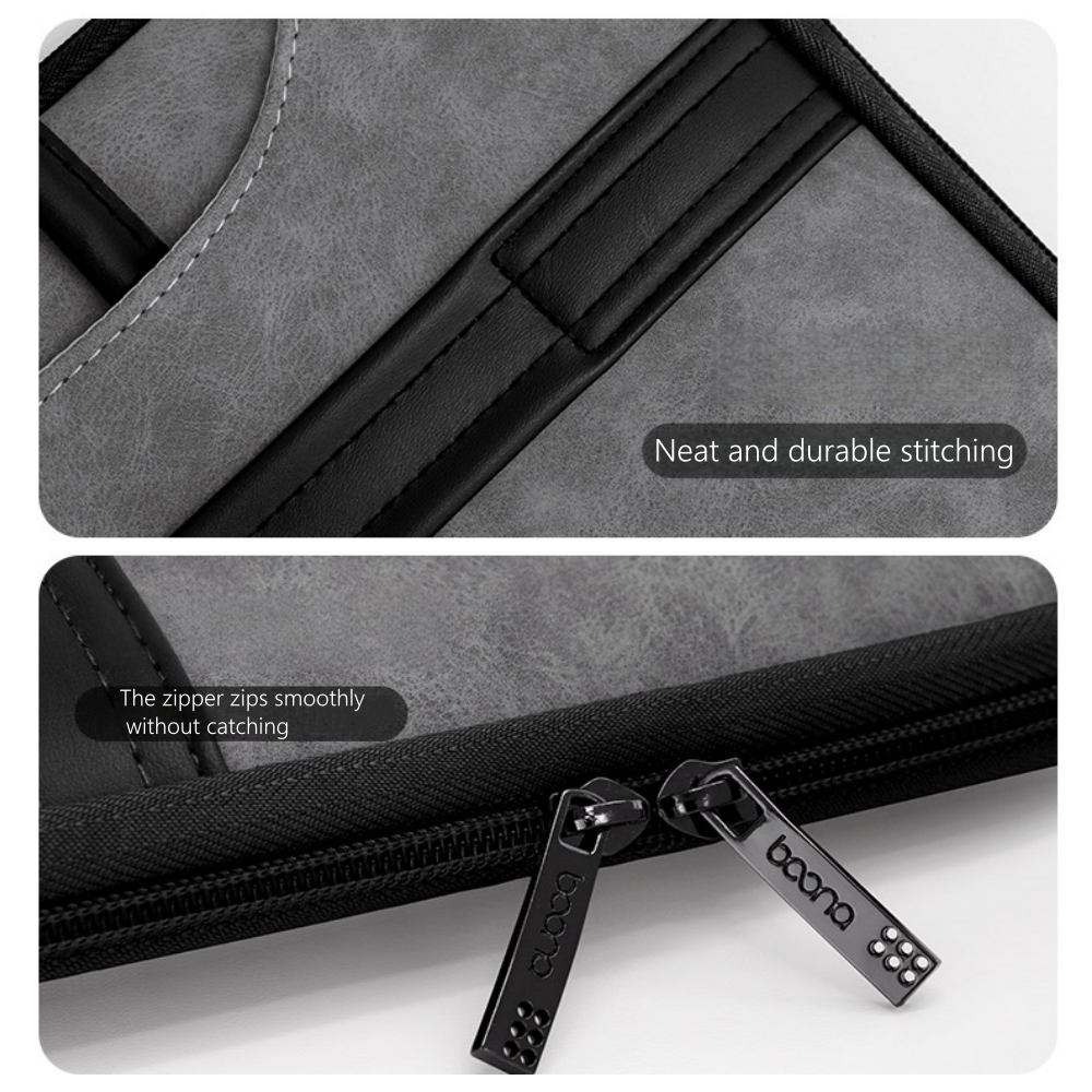 14 Inch PU Leather Laptop Bag, Portable Waterproof Laptop Case, Full Opening and Closing Sleeve Handbag, Briefcase for MacBook Air, Ipad, Business Travel