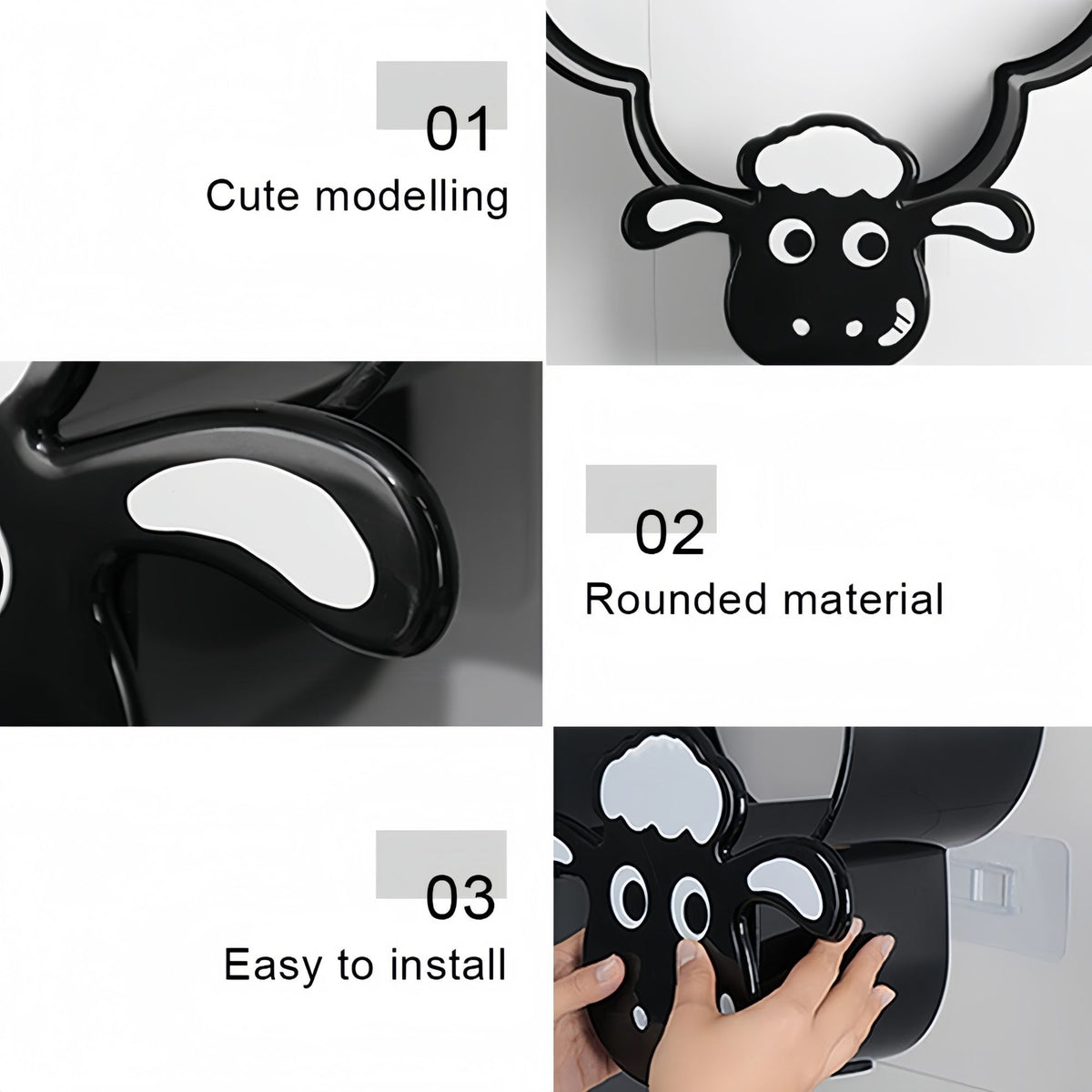 Creative Sheep Toilet Paper Holder, Wall - Mounted Metal Tissue Storage Rack