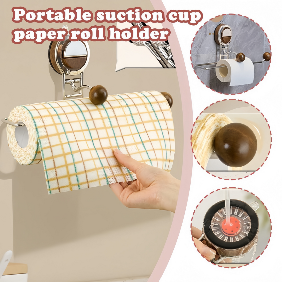 Kitchen Holder Wall Mounted, Suction Paper Installation, Adhesive Paper Towel