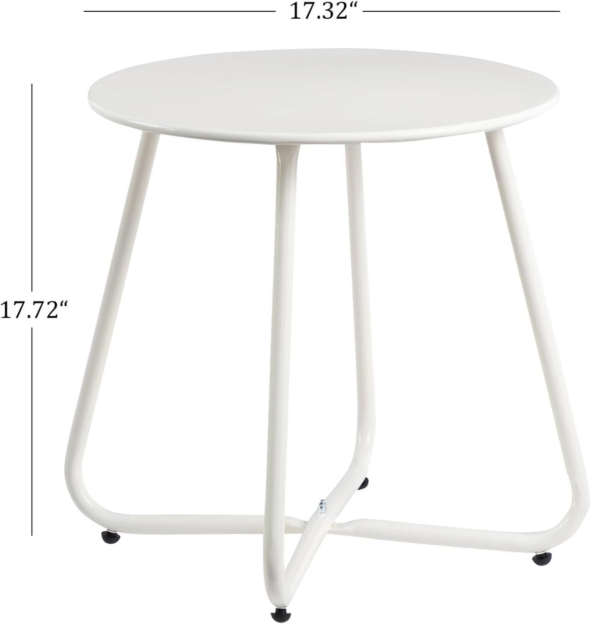 Metal Outdoor Side Table – Round Patio Table, Rust-Resistant Small End Coffee Table for Balcony, Garden, Porch, Living Room & Bedroom – Portable Accent Table for Indoor Outdoor Use, White