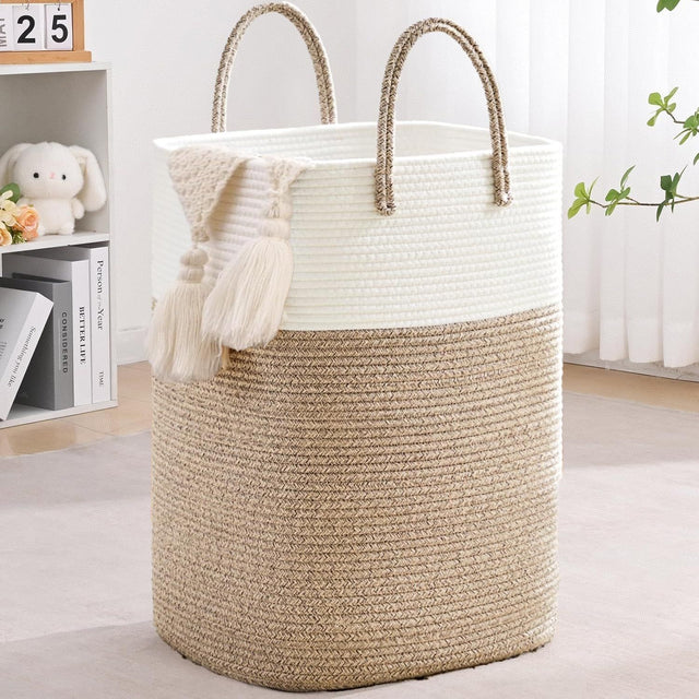 60L Cotton Rope Laundry Towels Laundry Nursery Bedroom Bathroom Living Room