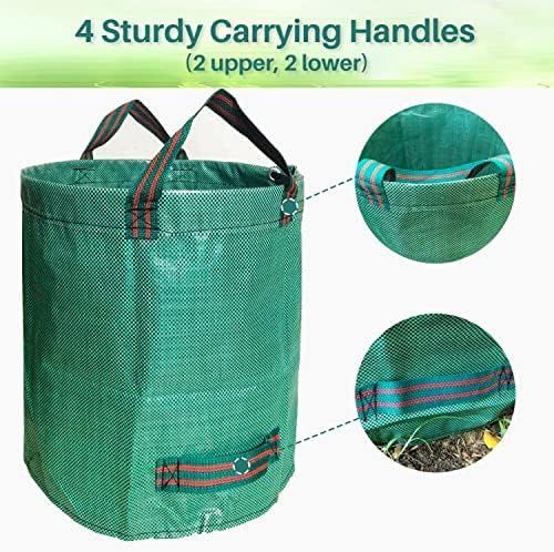 500L Yard Waste Bags 2 Pack, Heavy Duty Garden Waste Bags with Reinforced Handles, Large Reusable Leaf Bags for Lawn Leaves Grass Yard Debris Storage Garden Cleanup