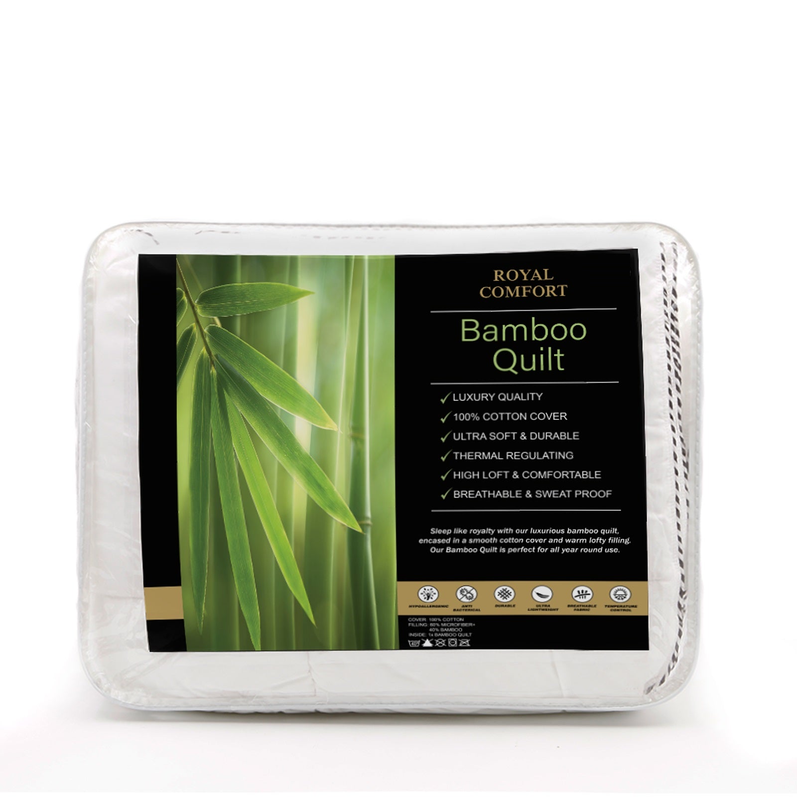 Royal Comfort Bamboo Blend Quilt 250GSM Luxury Duvet 100%… - V160-10001736