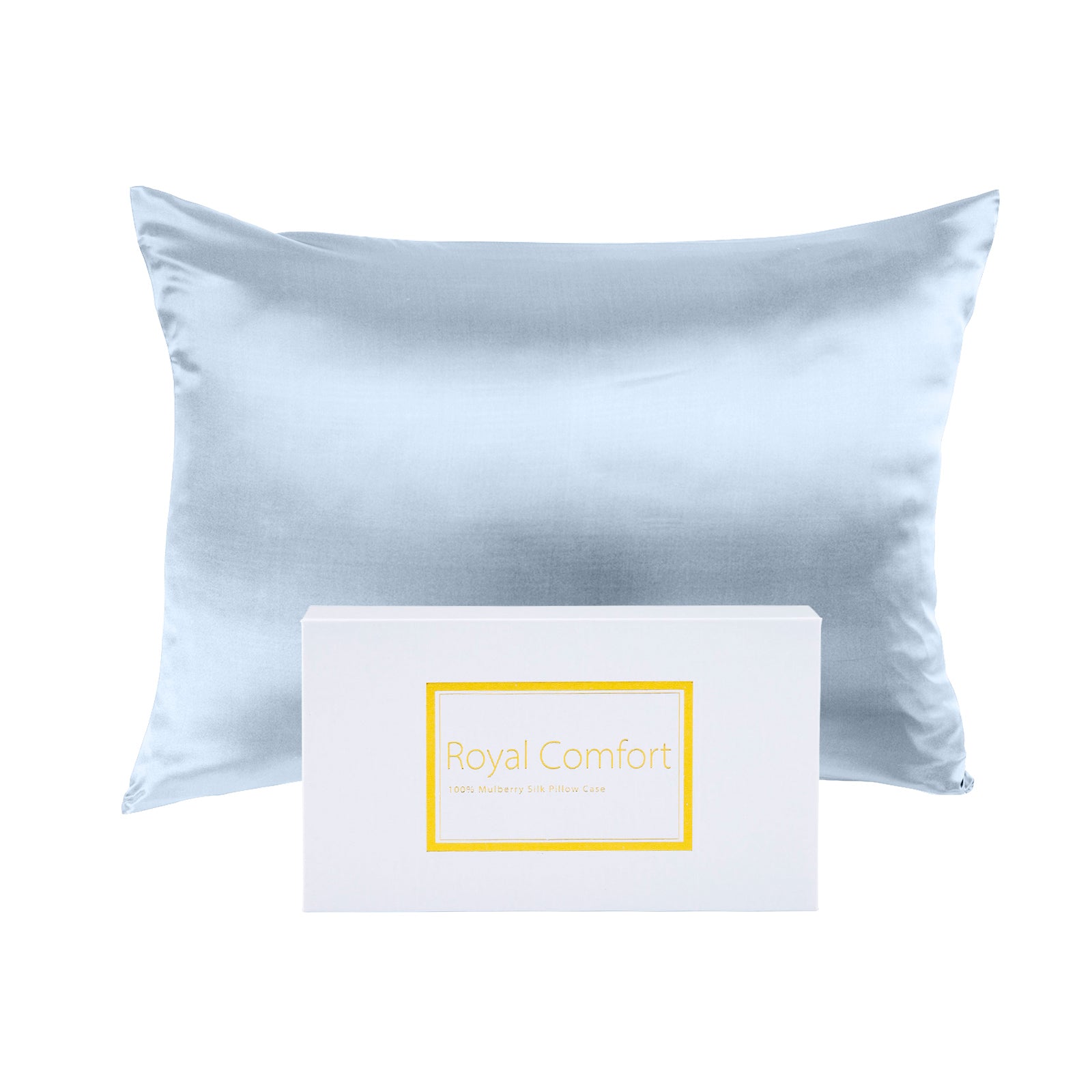 Royal Comfort Silk Pillow Case 100% Mulberry Silk Pillowcase - Soft Blue