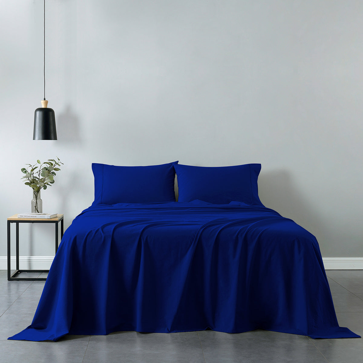 Royal Comfort Vintage Washed 100% Cotton Sheet Set Fitted Flat… - V160-10002568