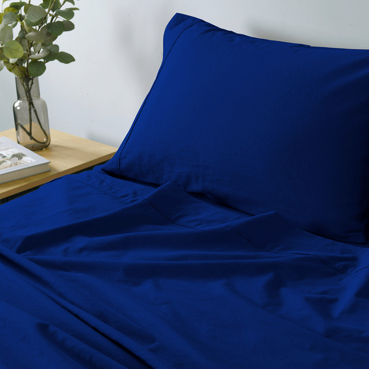 Royal Comfort Vintage Washed 100% Cotton Sheet Set Fitted Flat… - V160-10002568