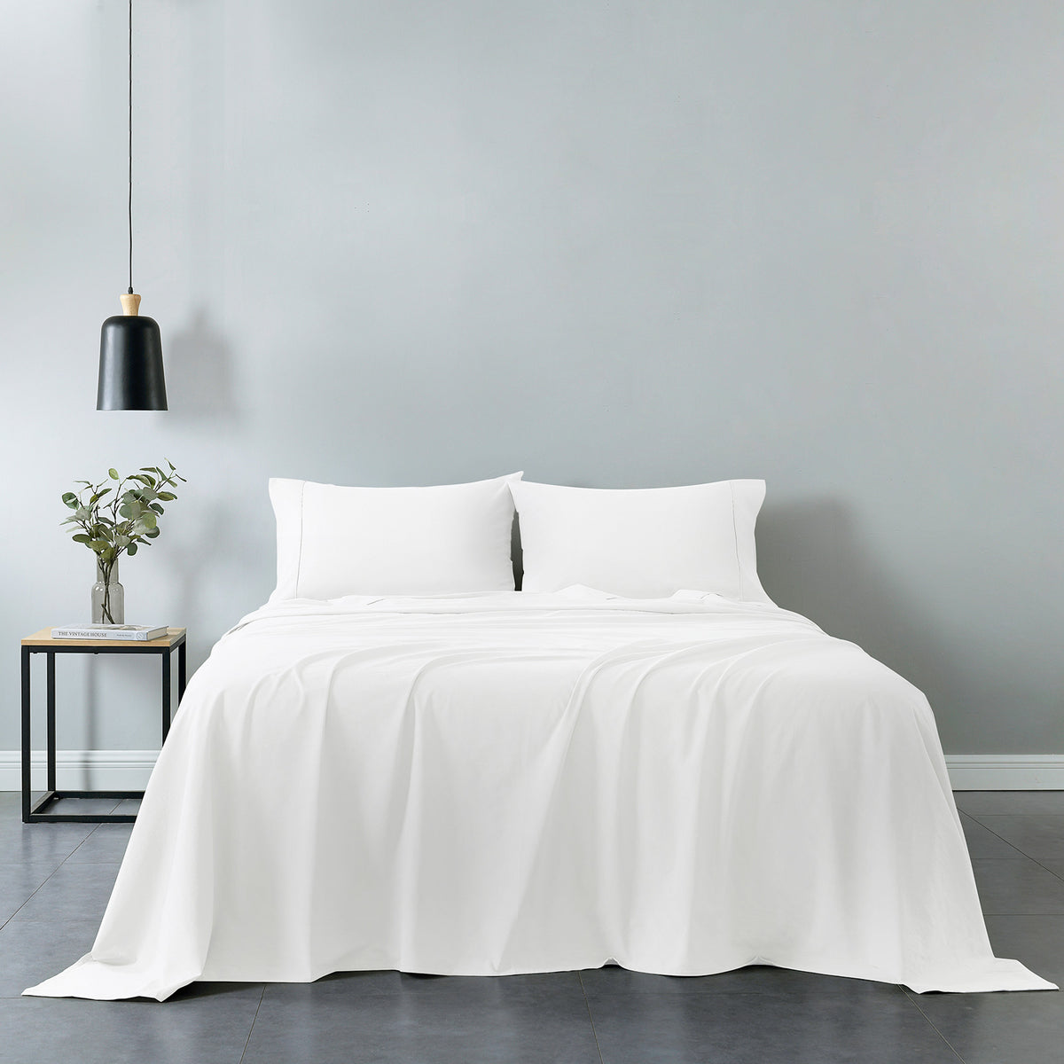 Royal Comfort Vintage Washed 100% Cotton Sheet Set Fitted Flat… - V160-10002582
