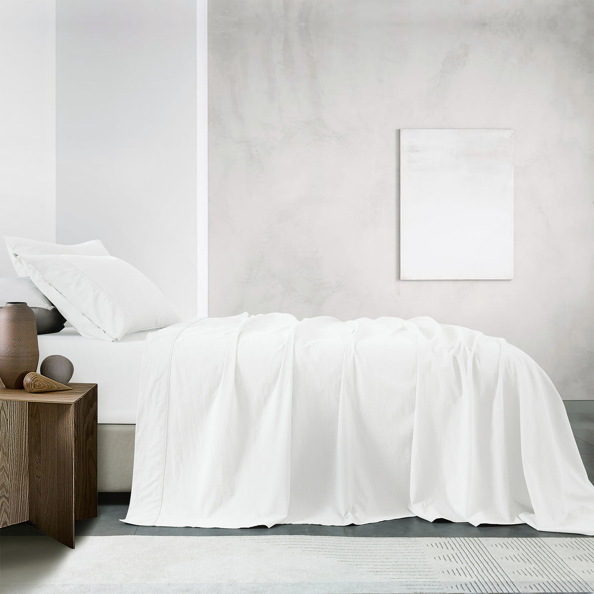 Royal Comfort Vintage Washed 100% Cotton Sheet Set Fitted Flat… - V160-10002582