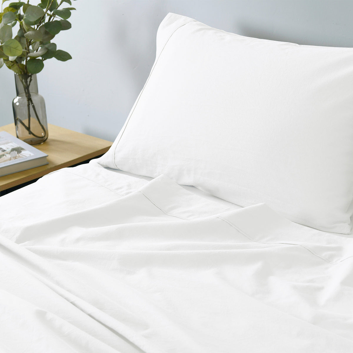 Royal Comfort Vintage Washed 100% Cotton Sheet Set Fitted Flat… - V160-10002582