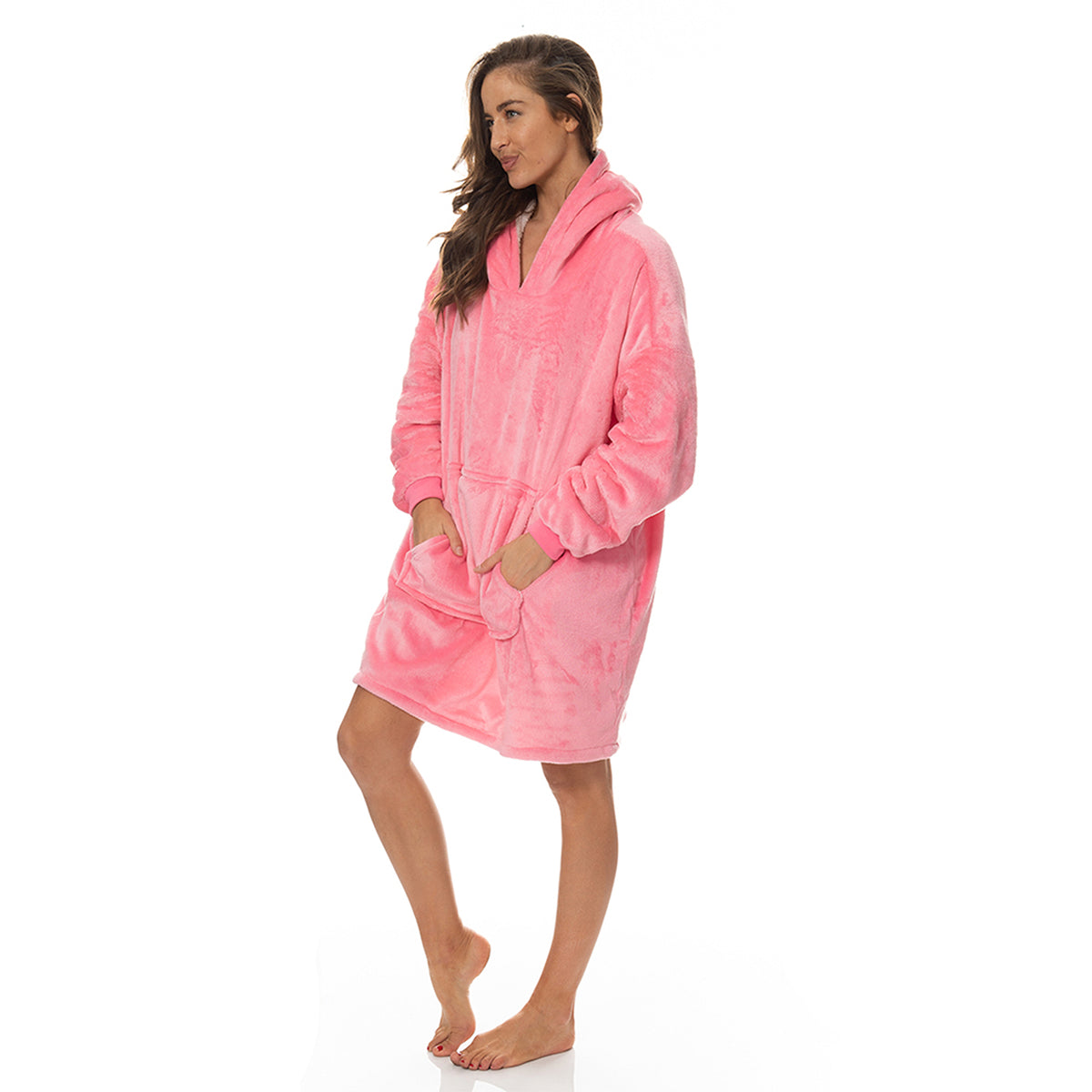 Royal Comfort Snug Hoodie Nightwear Super Soft Reversible Coral… - V160-10002683