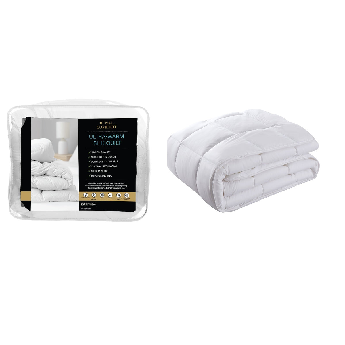 Royal Comfort 800GSM Silk Blend Quilt Duvet Ultra Warm Winter… - V160-10002938