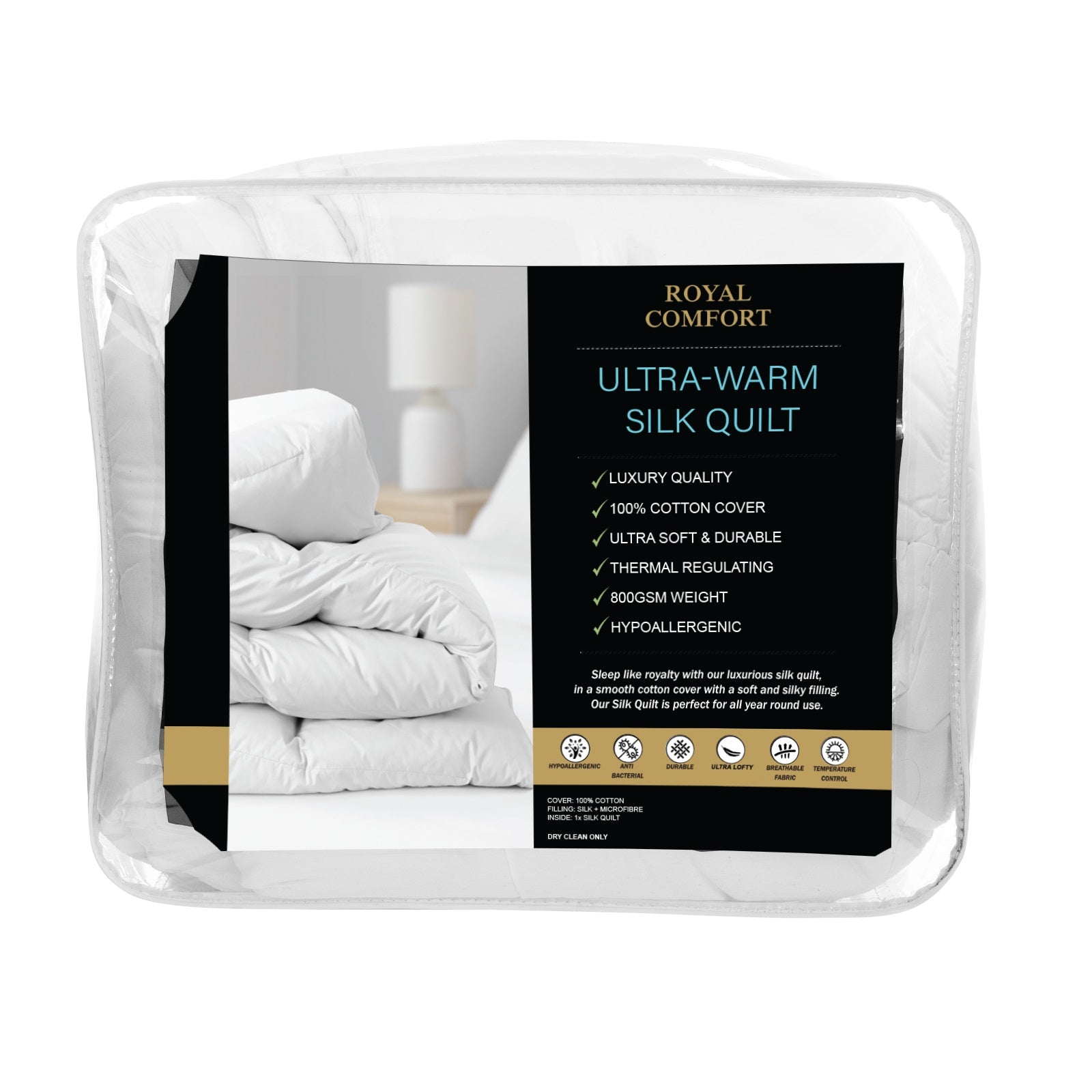 Royal Comfort 800GSM Silk Blend Quilt Duvet Ultra Warm Winter… - V160-10002938