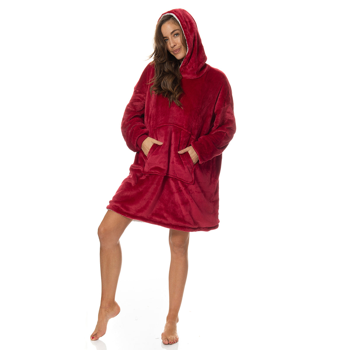 Royal Comfort Snug Hoodie Nightwear Super Soft Reversible Coral… - V160-10002941