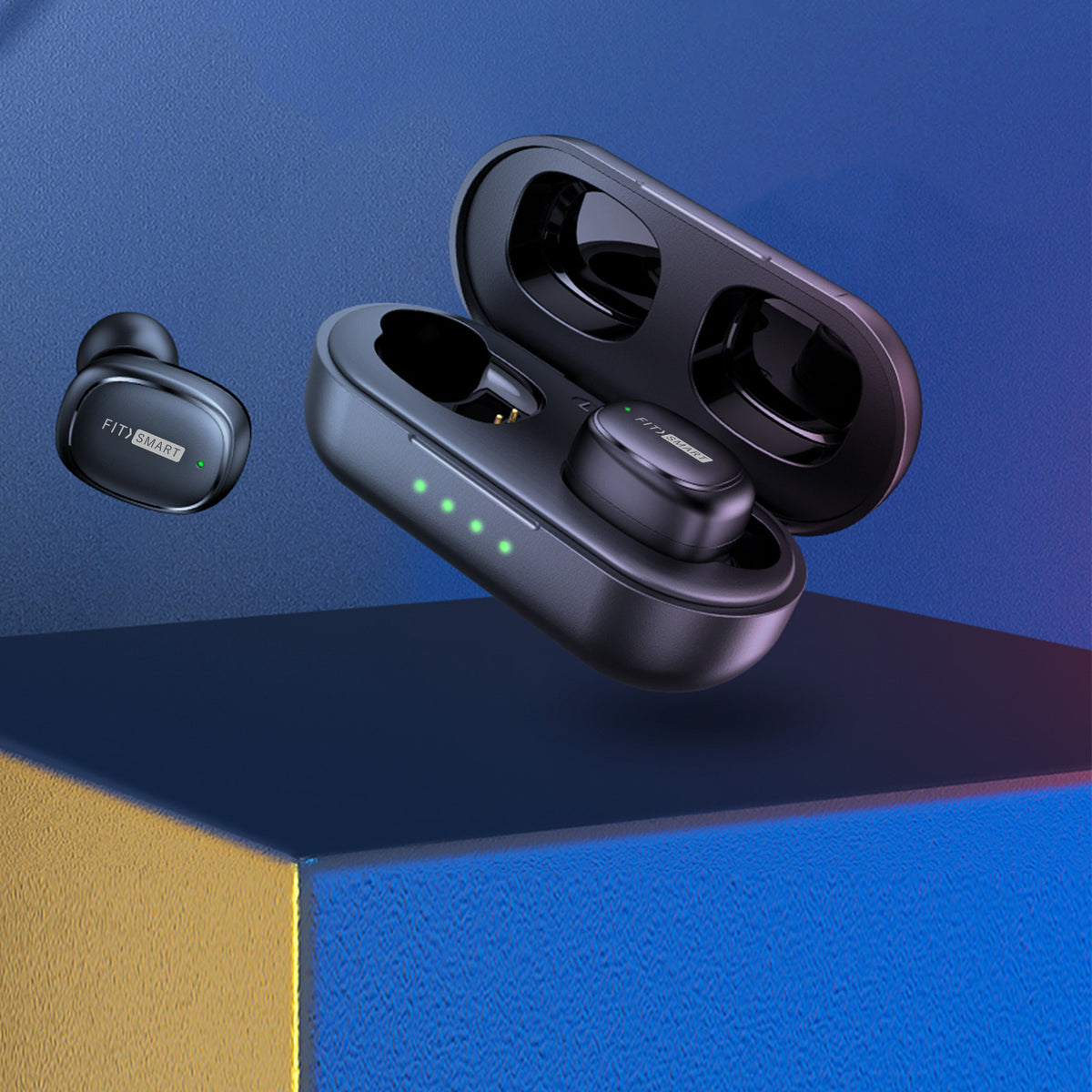 FitSmart In Ear Buds with Charging Case Wireless Black