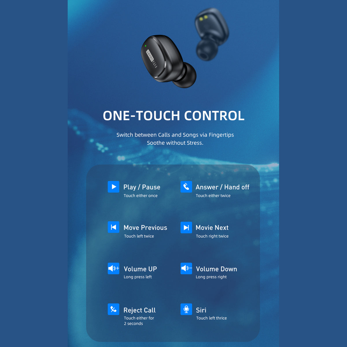 FitSmart In Ear Buds with Charging Case Wireless Black