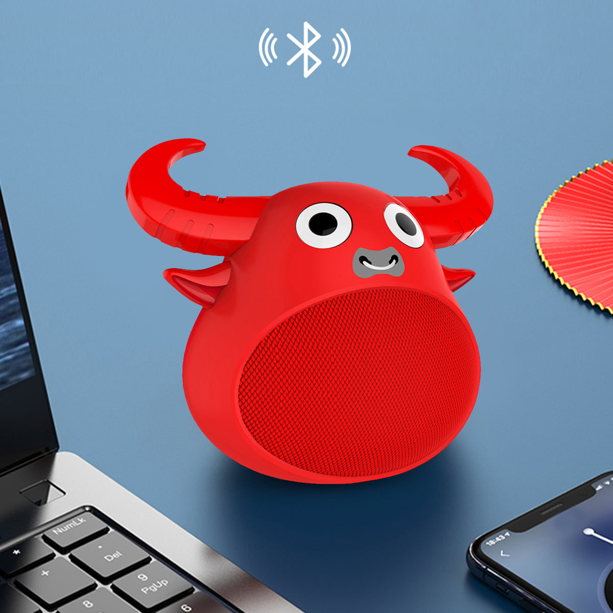 Fitsmart Bluetooth Animal Face Speaker Wireless Stereo Sound - Red