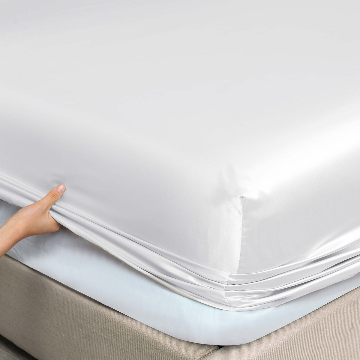 Royal Comfort Satin Sheet Set 3 Piece Fitted Sheet Pillowcase… - V160-10003466