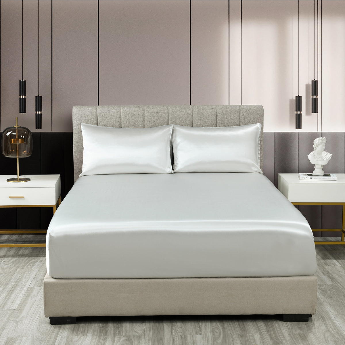 Royal Comfort Satin Sheet Set 3 Piece Fitted Sheet Pillowcase… - V160-10003469