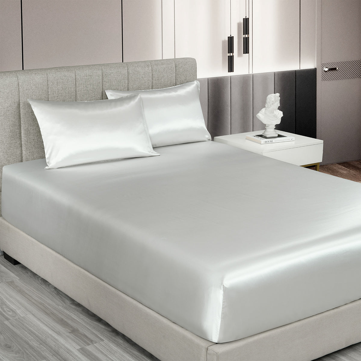 Royal Comfort Satin Sheet Set 3 Piece Fitted Sheet Pillowcase… - V160-10003469