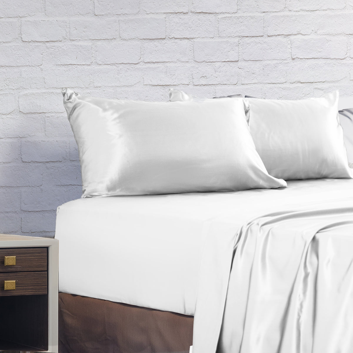 Royal Comfort Satin Sheet Set 4 Piece Fitted Flat Sheet… - V160-10003478