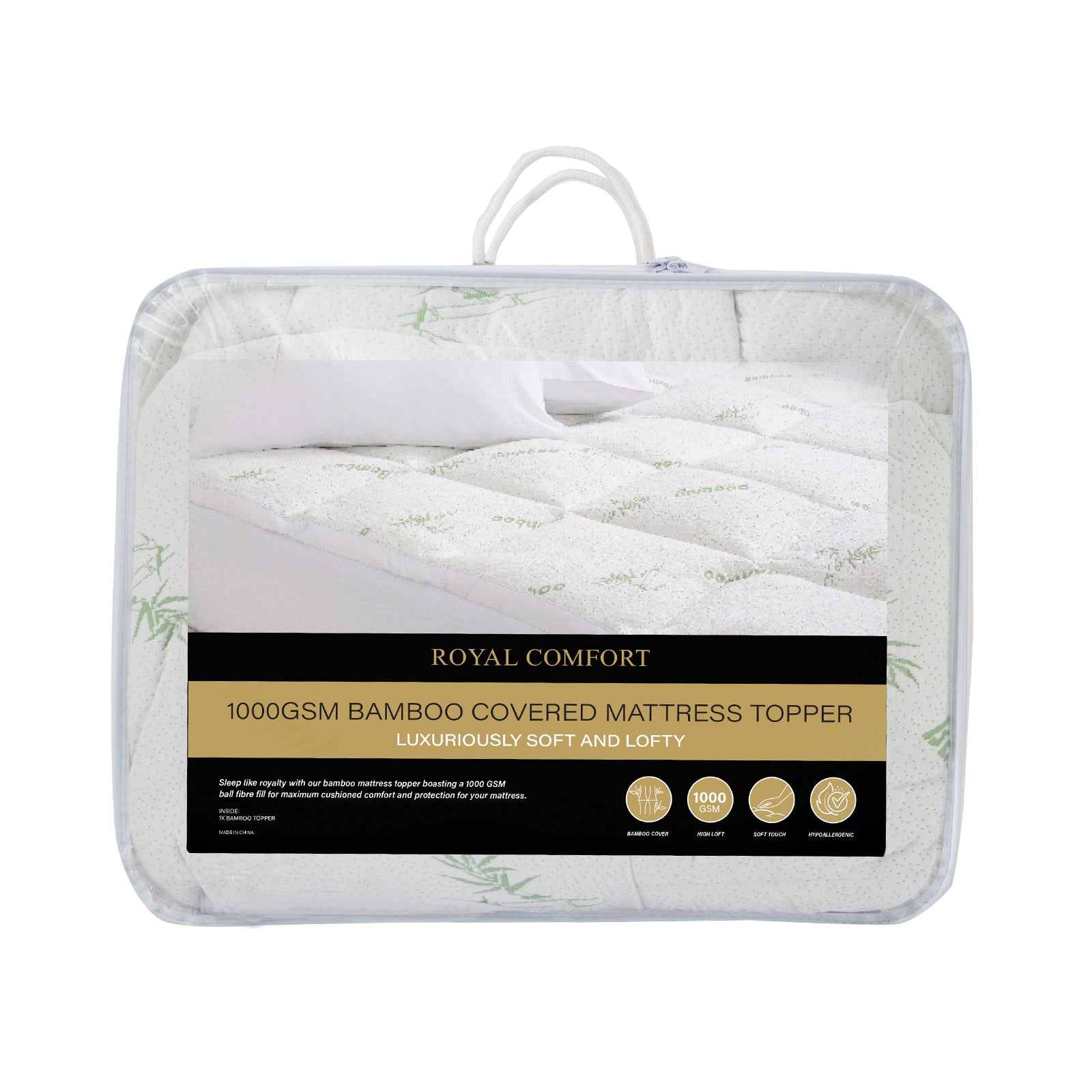 Royal Comfort 1000GSM Luxury Bamboo Covered Mattress Topper… - V160-10003778