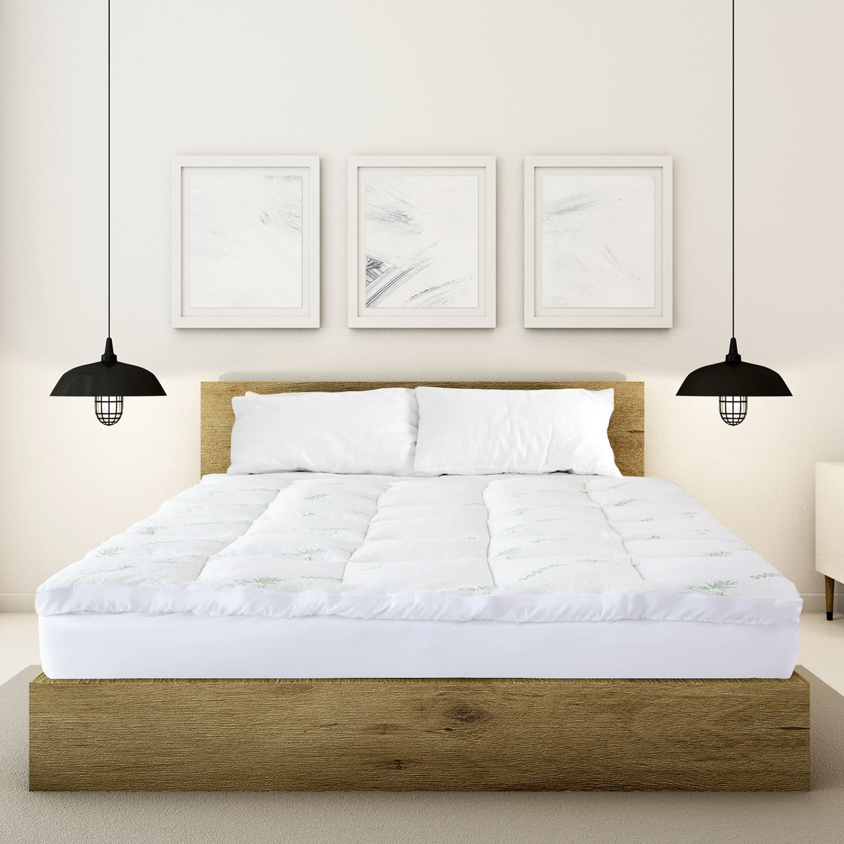 Royal Comfort 1000GSM Luxury Bamboo Covered Mattress Topper… - V160-10003780