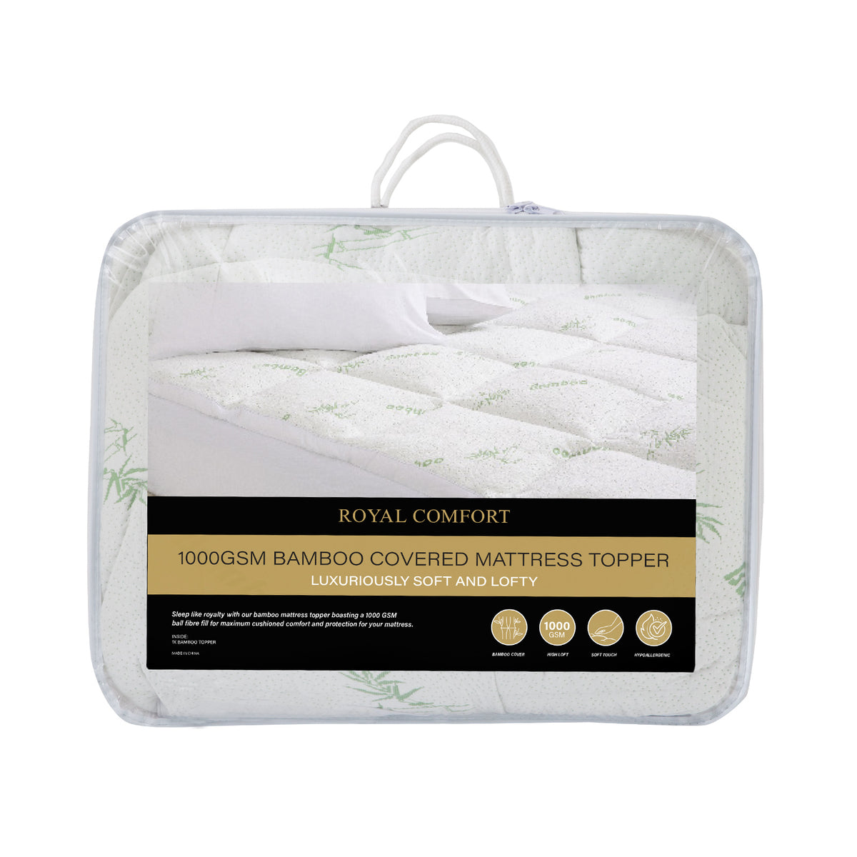Royal Comfort 1000GSM Luxury Bamboo Covered Mattress Topper… - V160-10003781