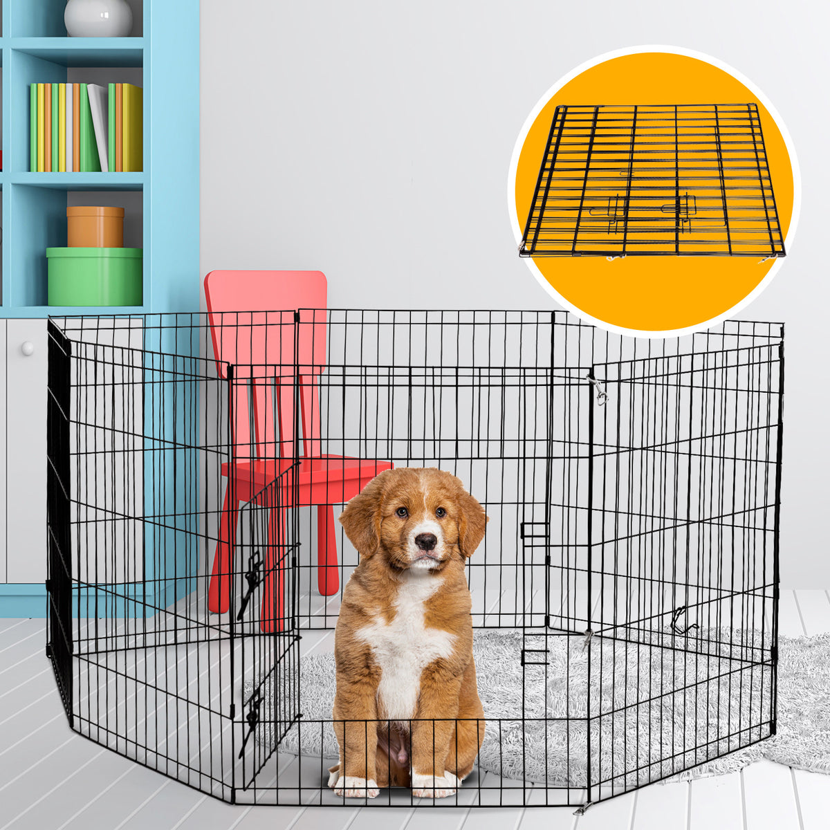 4Paws 8 Panel Playpen Puppy Exercise Fence Cage Enclosure Pets… - V160-10004322