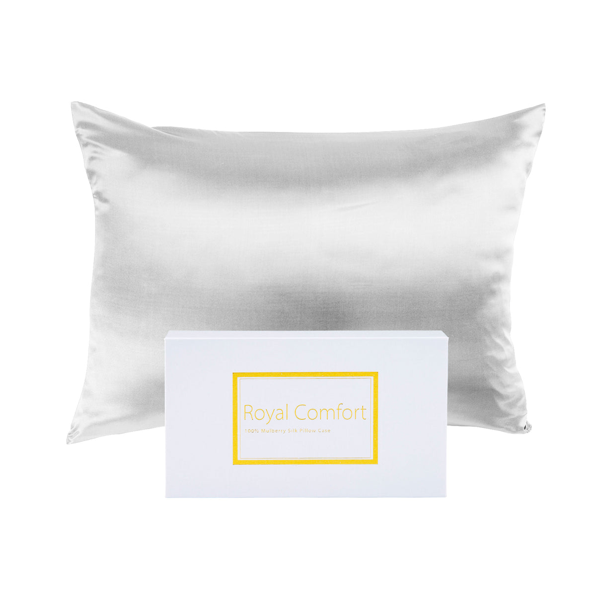 Royal Comfort Mulberry Silk Pillowcase Twin Pack 51 x 76cm - Silver