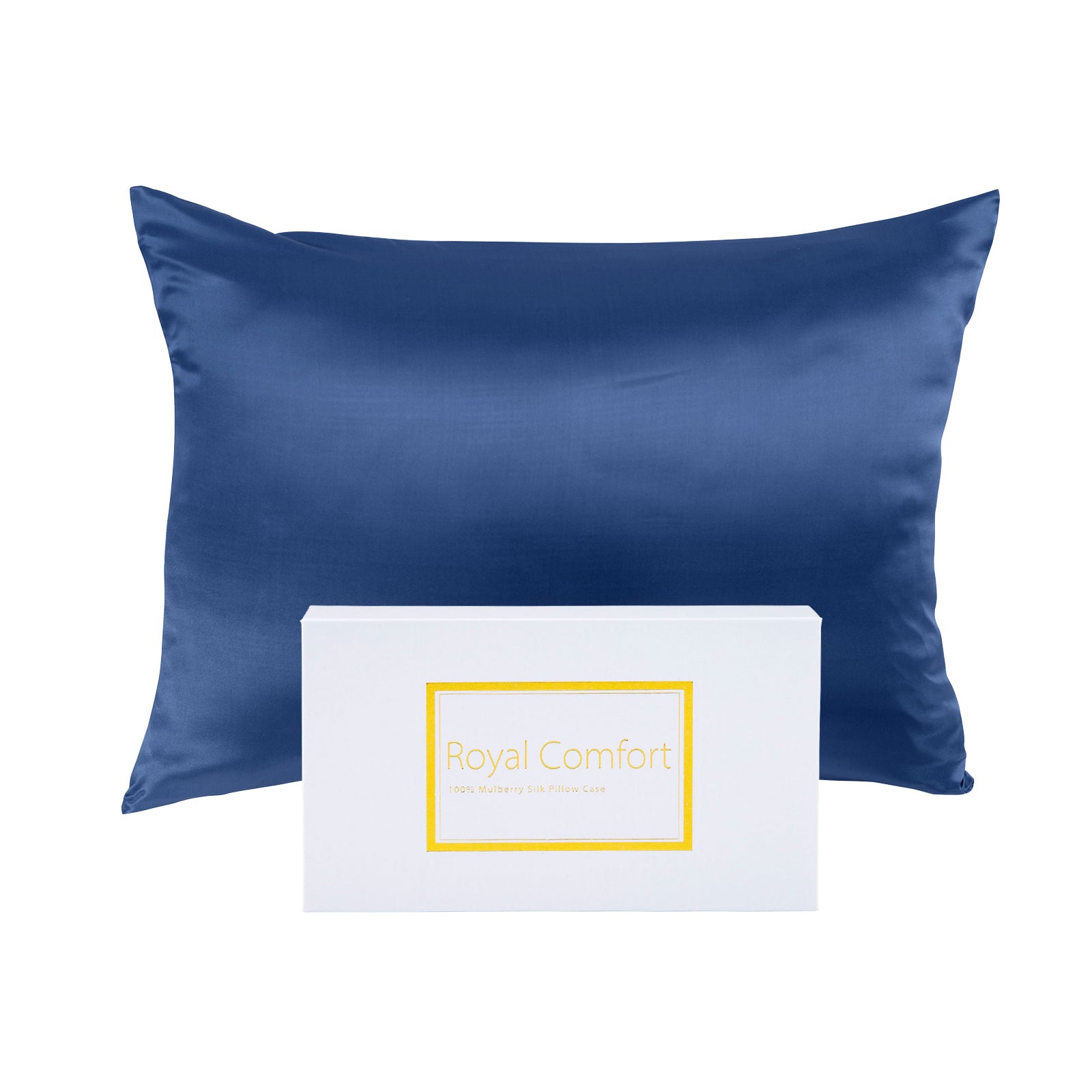 Royal Comfort Mulberry Silk Pillowcase Twin Pack 51 x 76cm - Navy