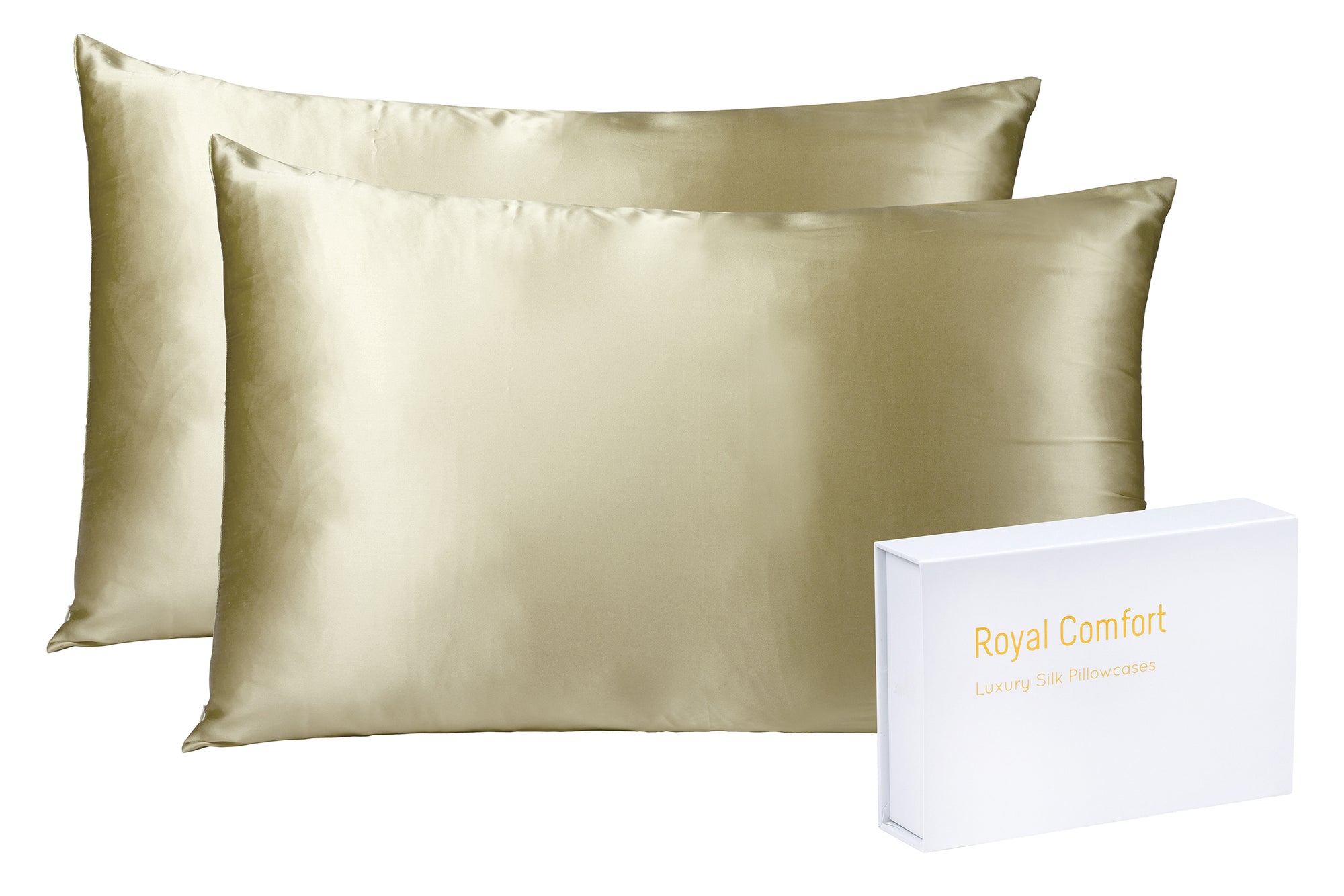 Royal Comfort Mulberry Silk Pillowcase Twin Pack 51 x 76cm - Champagne