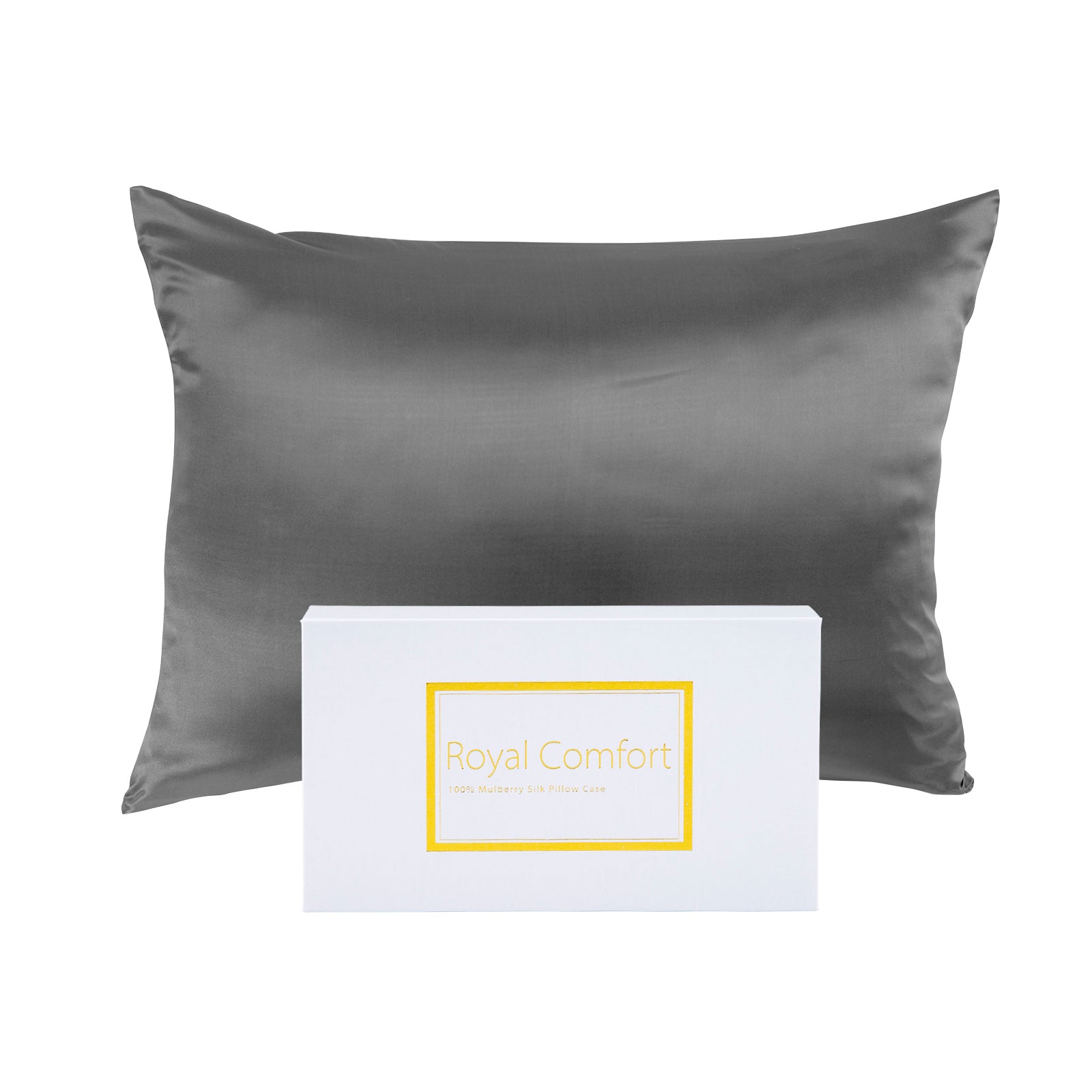 Royal Comfort Silk Pillow Case 100% Mulberry Silk Pillowcase - Charcoal