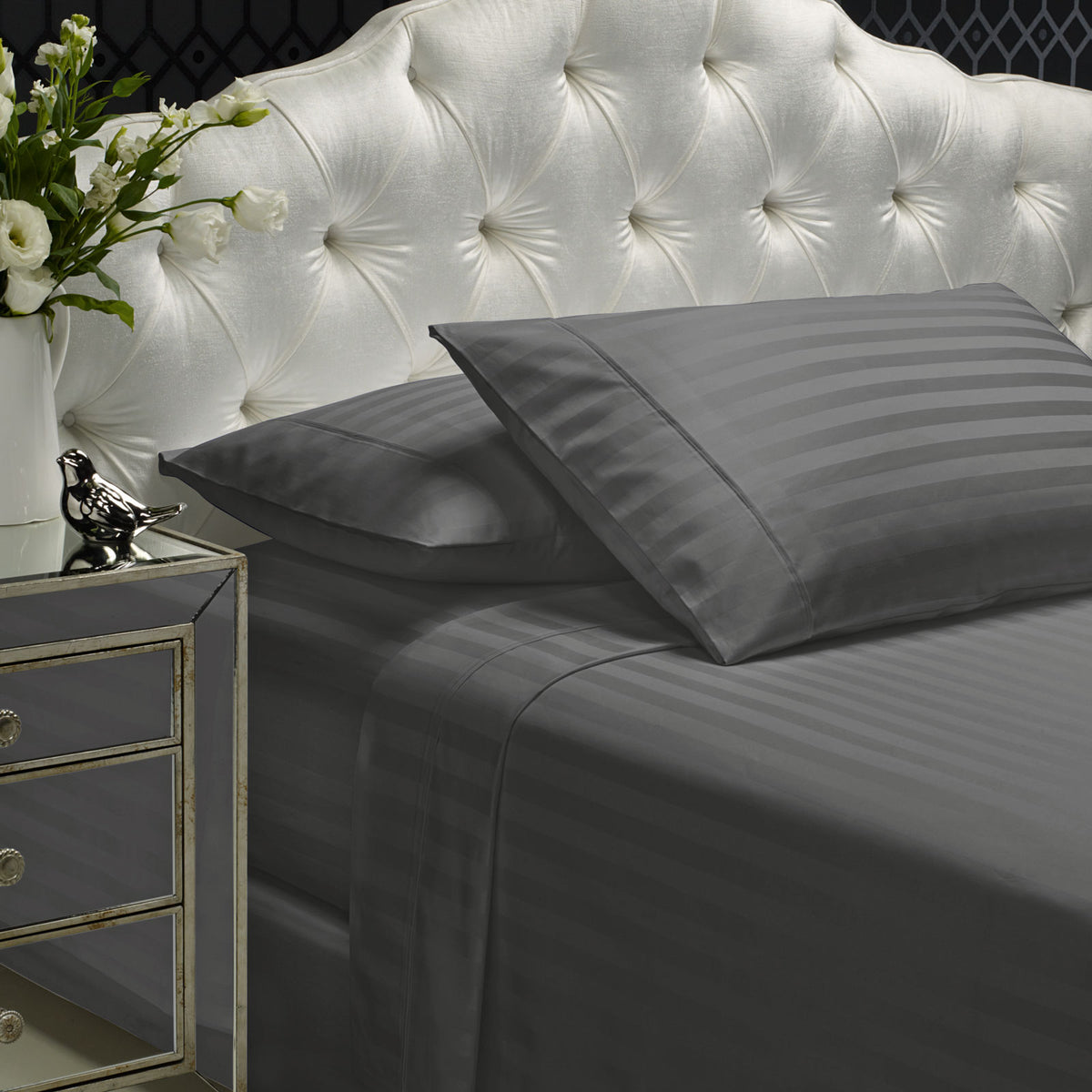 Royal Comfort 1200TC Sheet Set Damask Cotton Blend Ultra Soft… - V160-231656