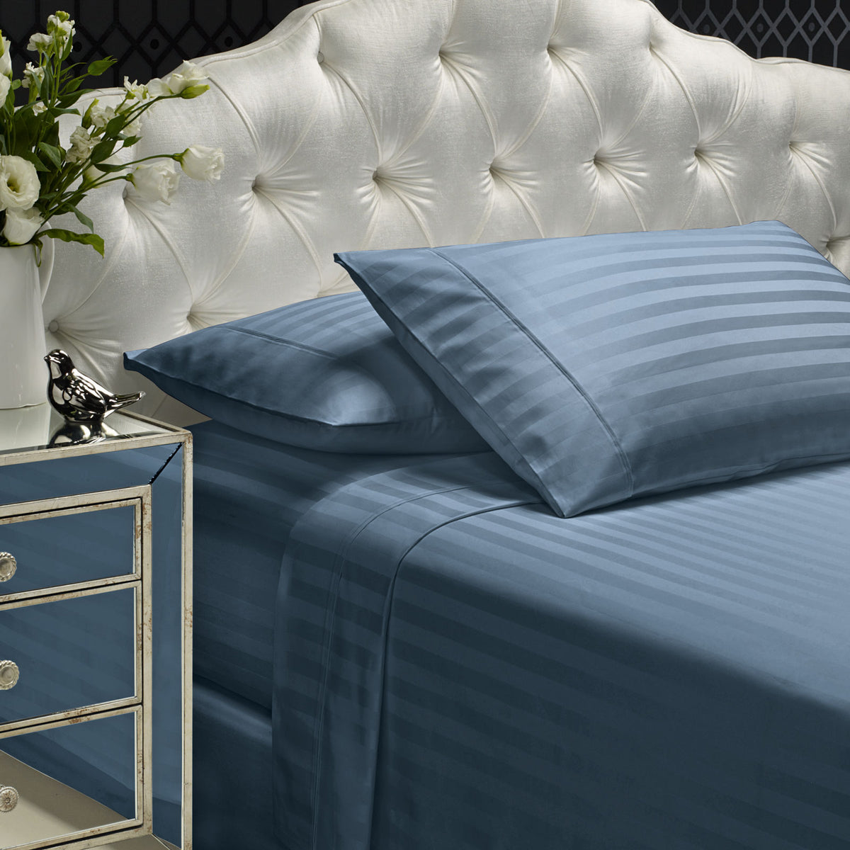 Royal Comfort 1200TC Sheet Set Damask Cotton Blend Ultra Soft… - V160-233341