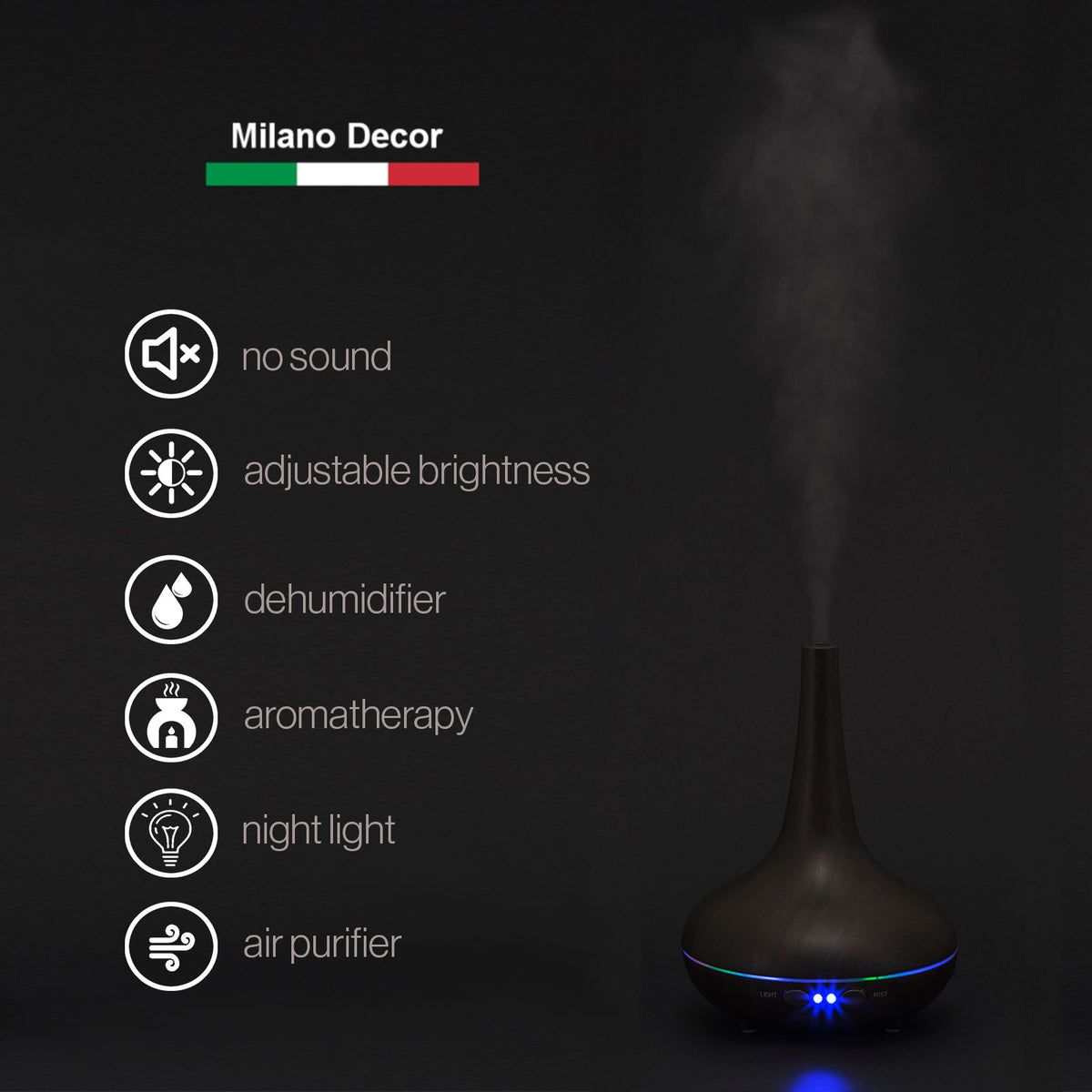 Essential Oil Diffuser Ultrasonic Humidifier Aromatherapy LED… - V160-501165