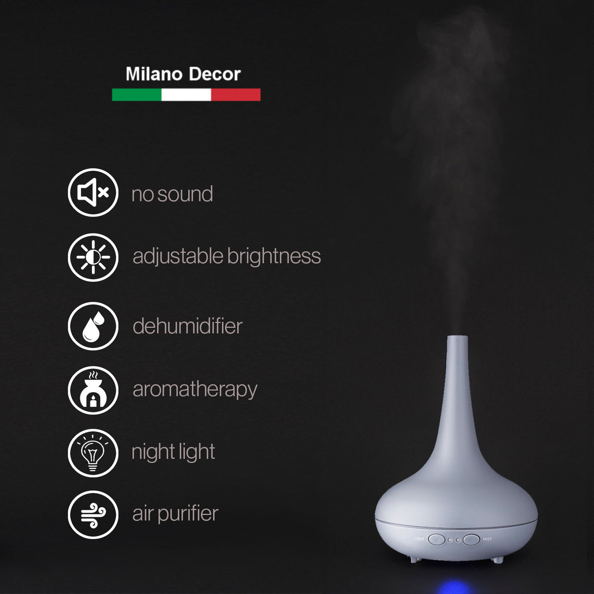 Essential Oil Diffuser Ultrasonic Humidifier Aromatherapy LED… - V160-501190