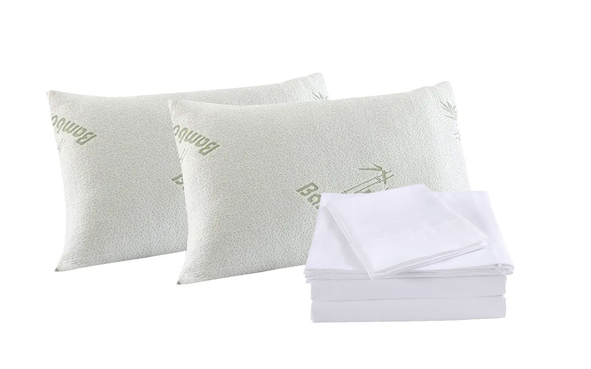Royal Comfort Bamboo Blend Sheet Set 1000TC and Bamboo Pillows 2… - V160-K2364
