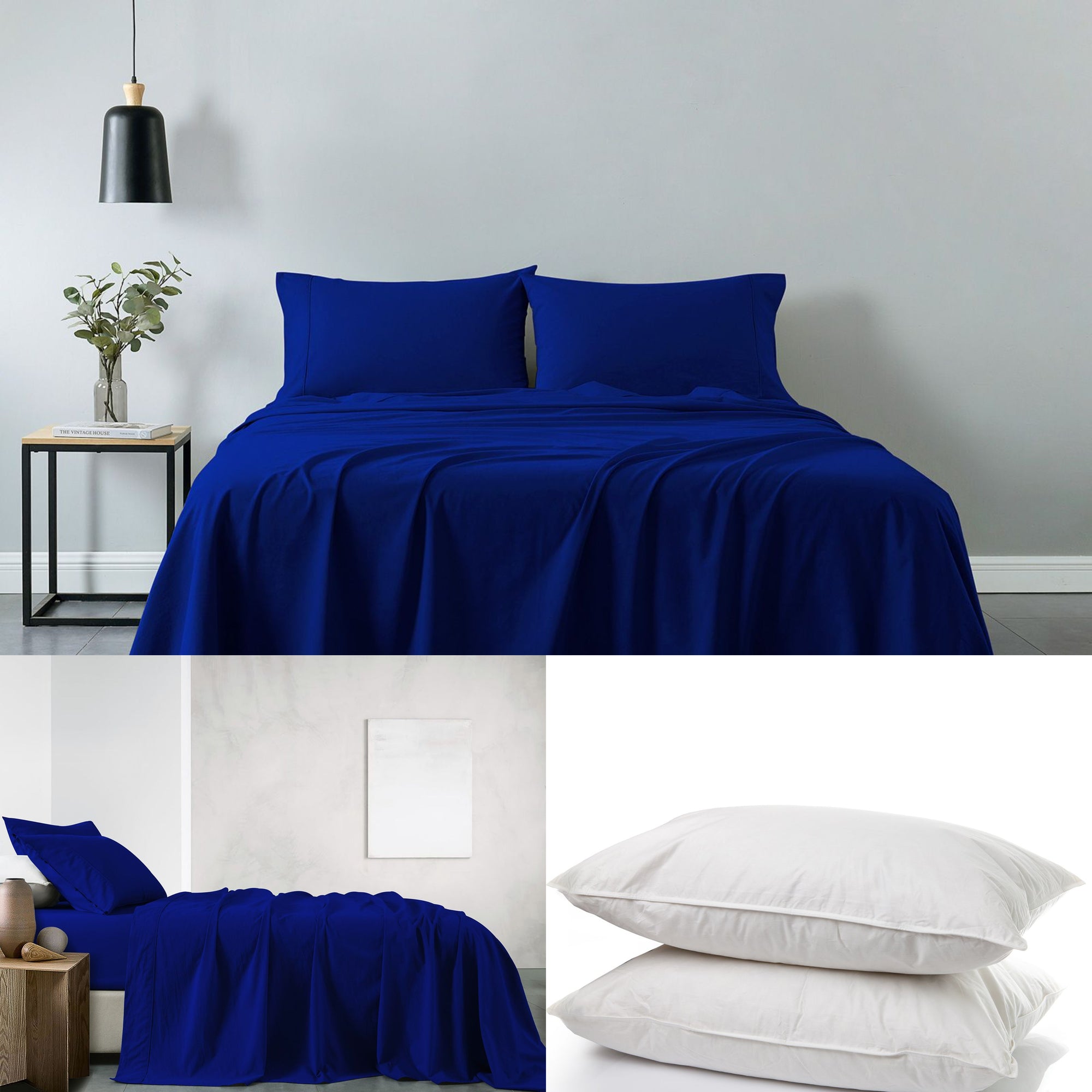 Royal Comfort 100% Cotton Vintage Sheet Set And 2 Duck Feather… - V160-K2781
