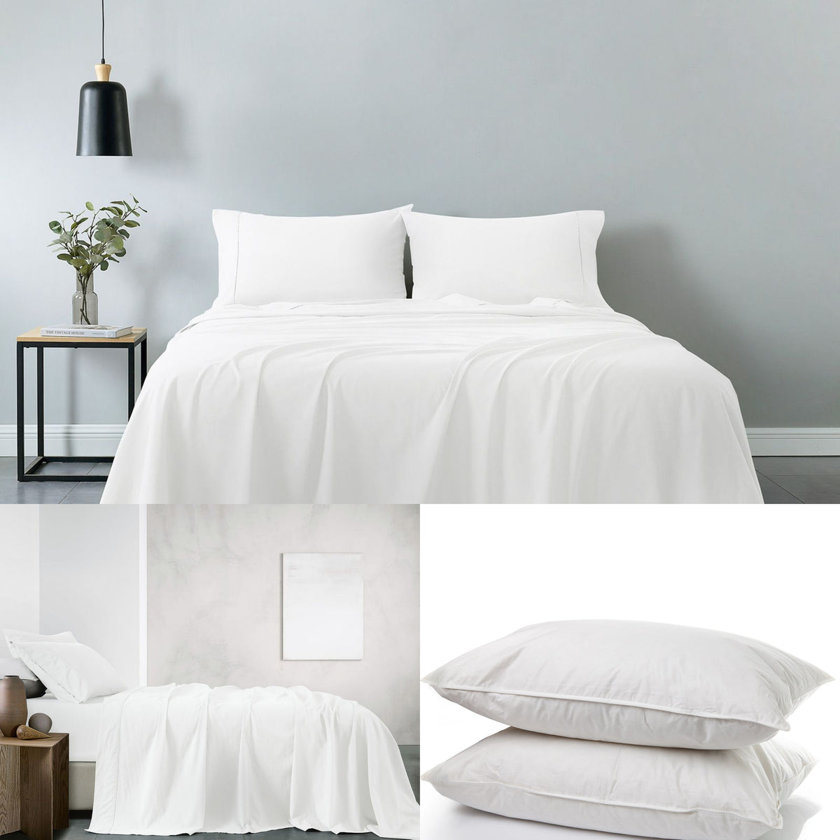 Royal Comfort 100% Cotton Vintage Sheet Set And 2 Duck Feather… - V160-K2796