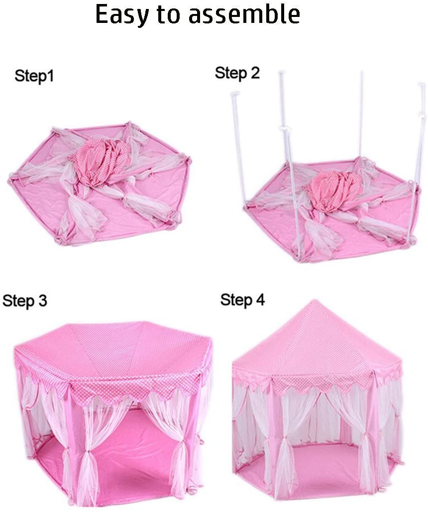 Princess Playhouse Toy Play Tent Kids Toddlers w/Mat Floor & Carry Bag (Pink)