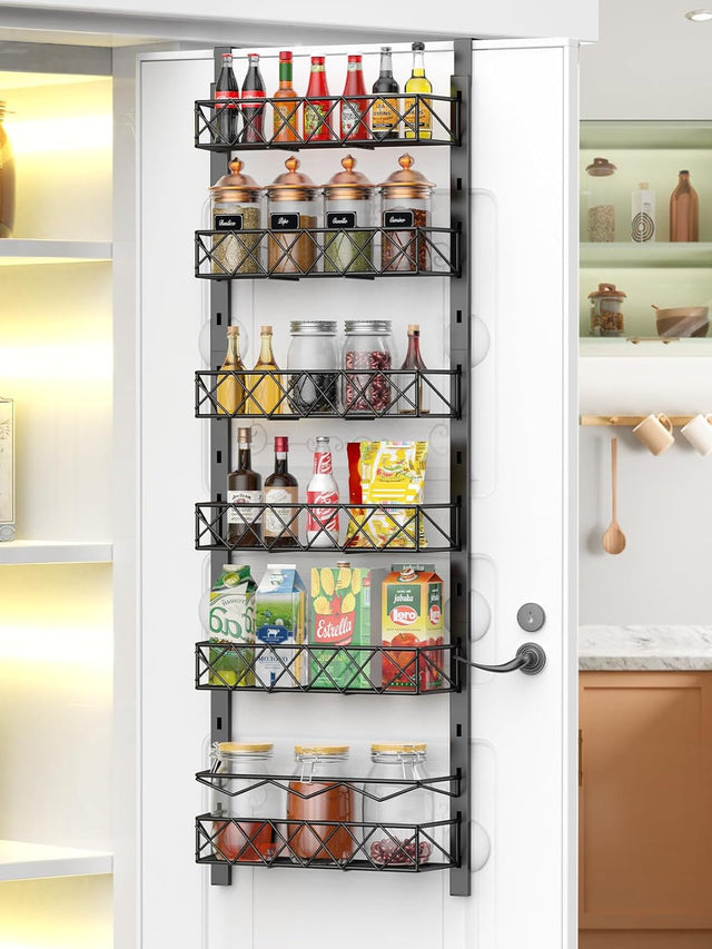 6 Tier Adjustable Baskets Over Door Pantry Organiser Home Kitchen Model 36118